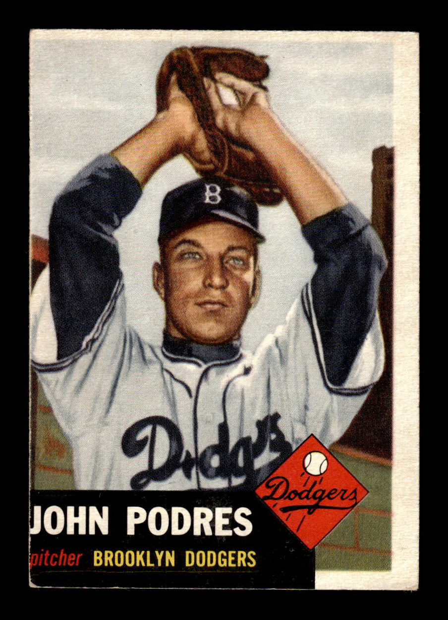 1953 Topps #263 John Podres Brooklyn Dodgers Crease Free EX HOF-10006616