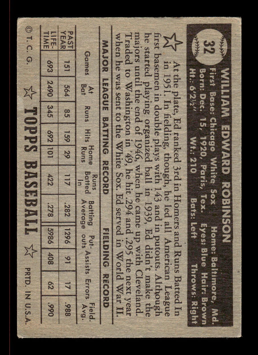 1952 Topps #32 black Eddie Robinson Chicago White Sox EX HOF-10006659