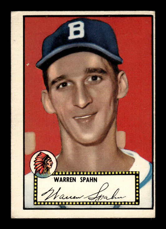 1952 Topps #33 black Warren Spahn Boston Braves Crease Free EX HOF-10006660