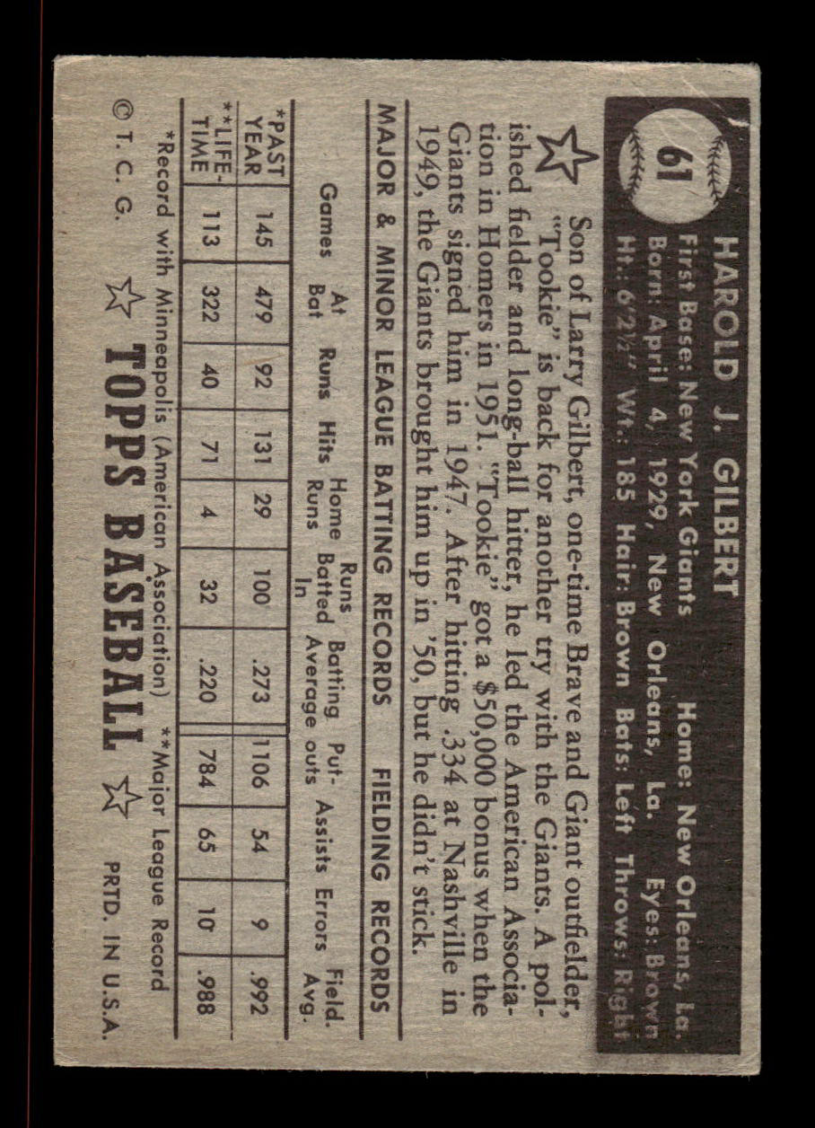 1952 Topps #61 black Tookie Gilbert New York Giants EXMT HOF-10006687