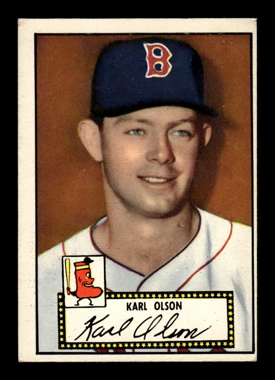 1952 Topps #72 black Karl Olson Boston Red Sox Crease Free EX HOF-10006698