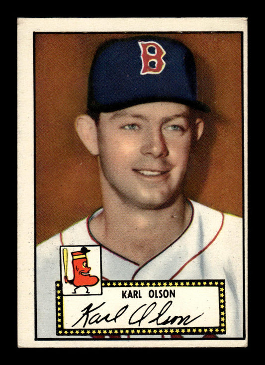 1952 Topps #72 black Karl Olson Boston Red Sox Crease Free EX HOF-10006698