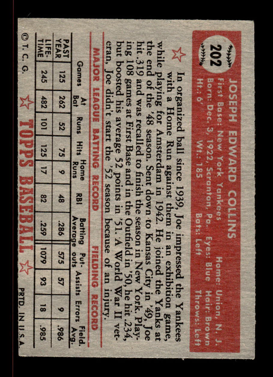1952 Topps #202 Joe Collins New York Yankees VGEX HOF-10006927