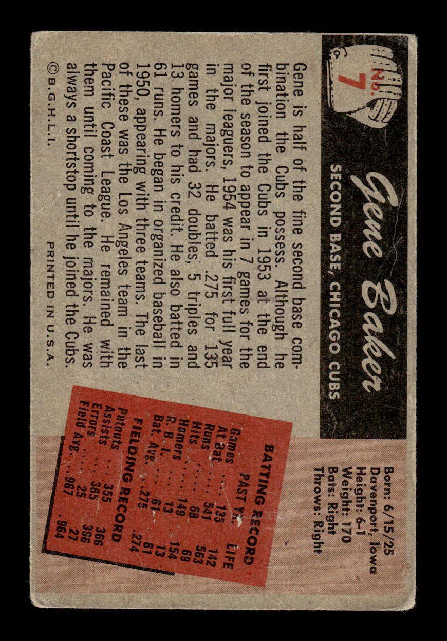 1955 Bowman #7 Gene Baker Chicago Cubs G/VG 55B10007043