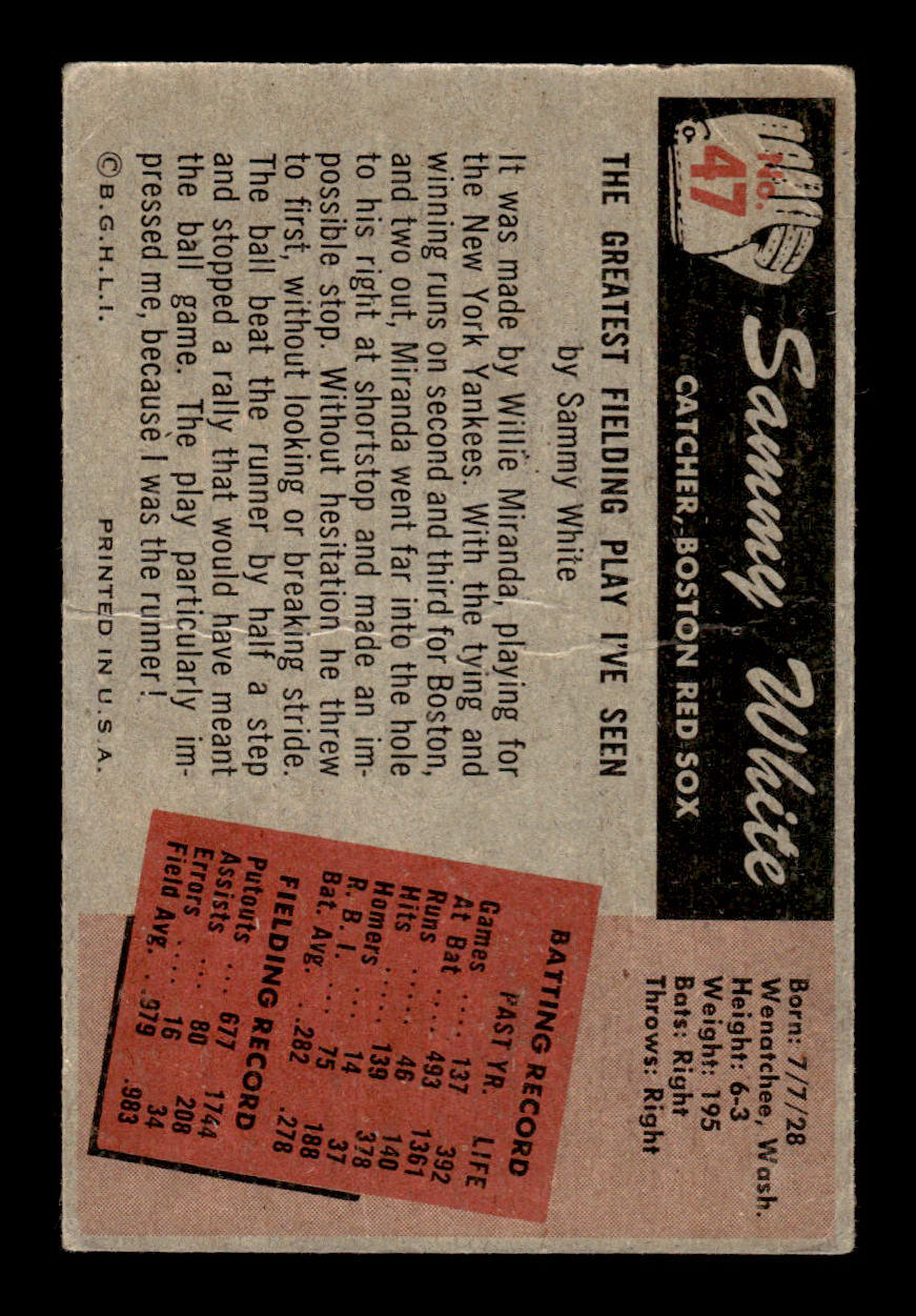 1955 Bowman #47 Sammy White Boston Red Sox G/VG 55B10007083