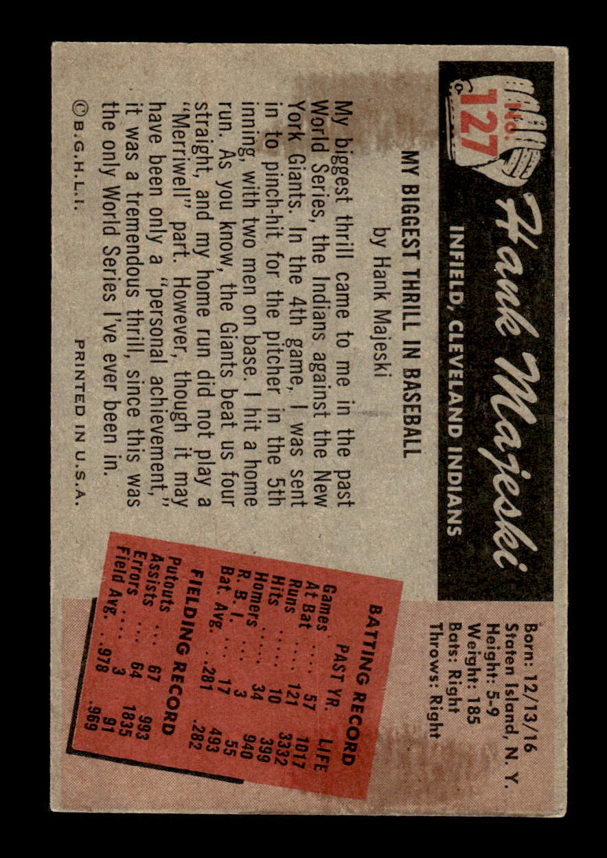 1955 Bowman #127 Hank Majeski Cleveland Indians G/VG 55B10007164