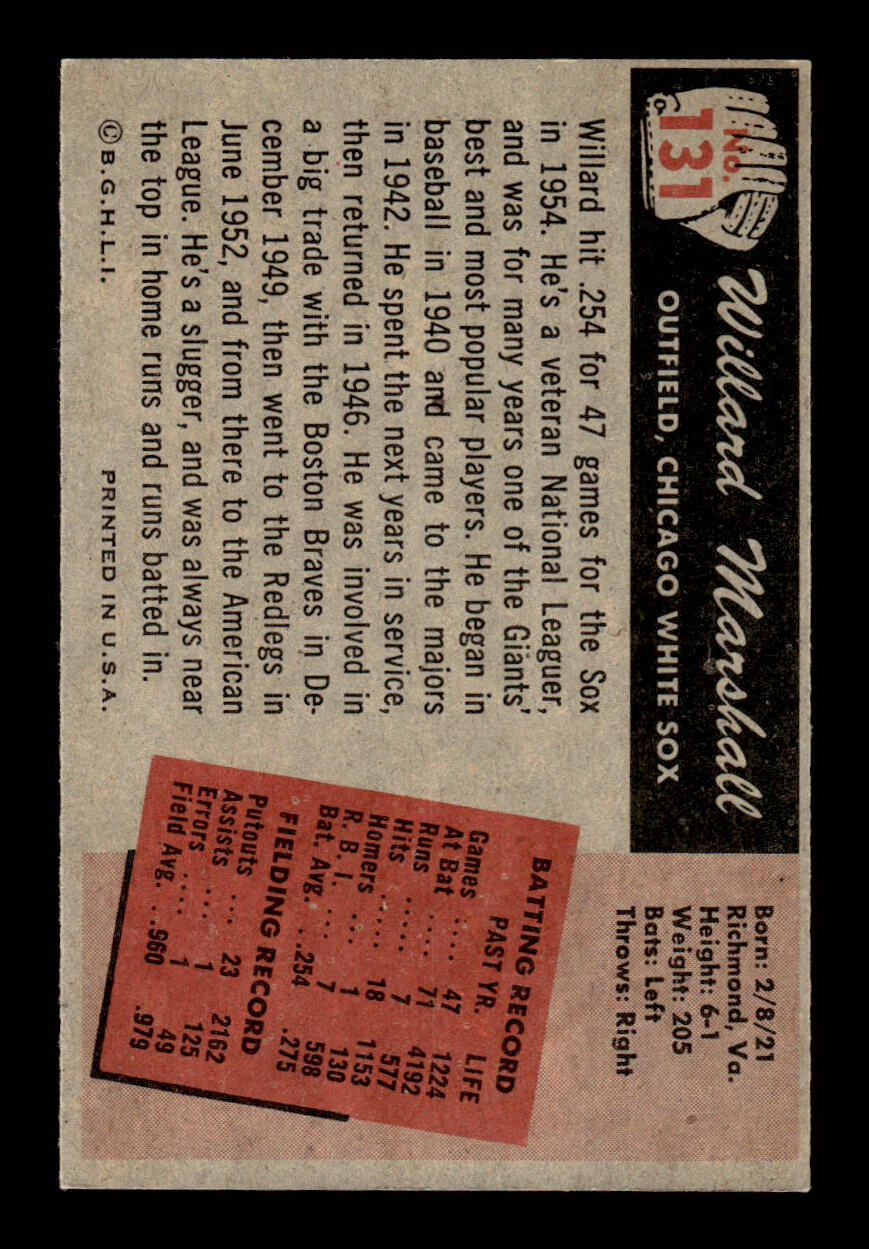 1955 Bowman #131 Willard Marshall Chicago White Sox EX 55B10007168