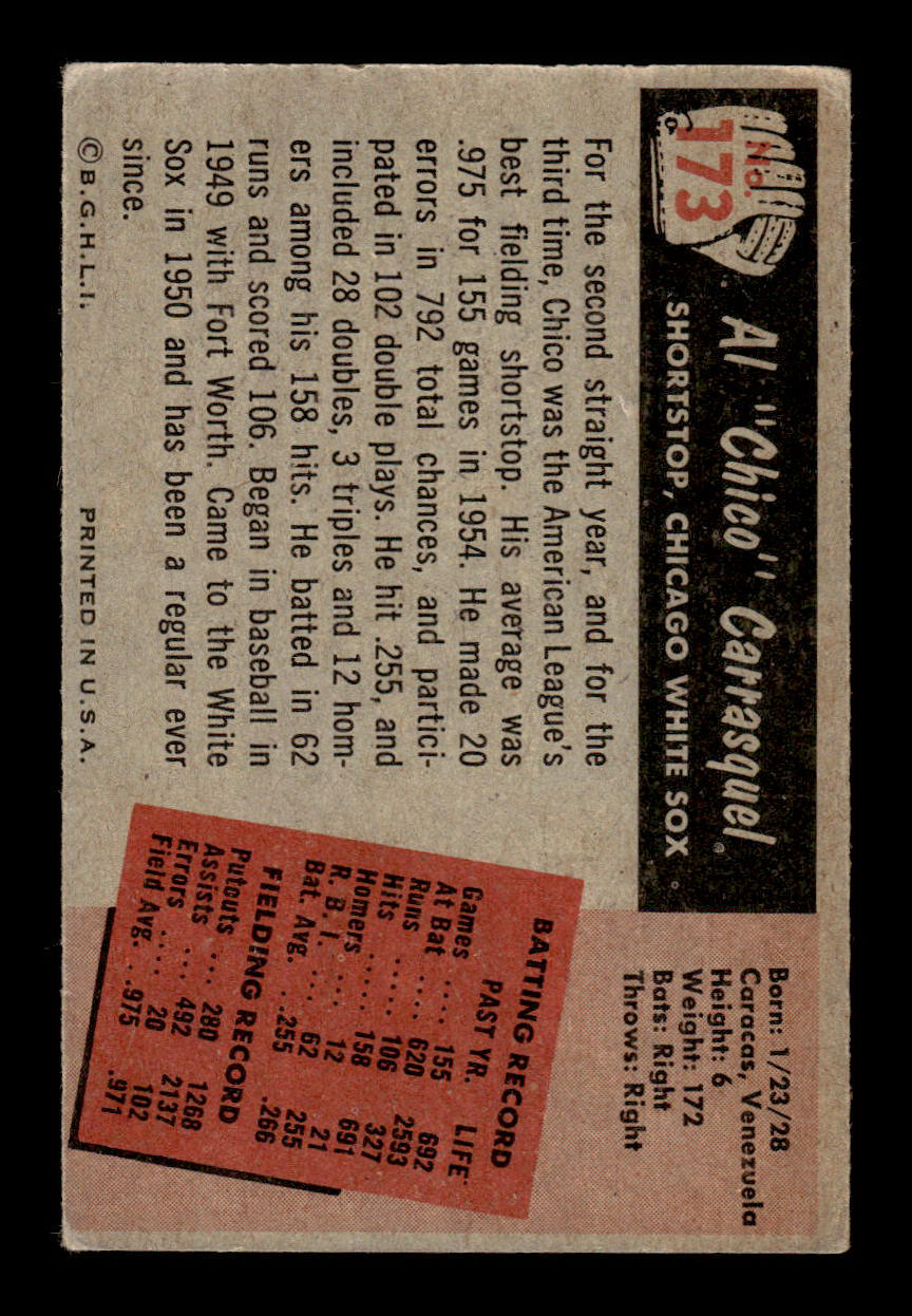 1955 Bowman #173 Chico Carrasquel Chicago White Sox G/VG 55B10007207