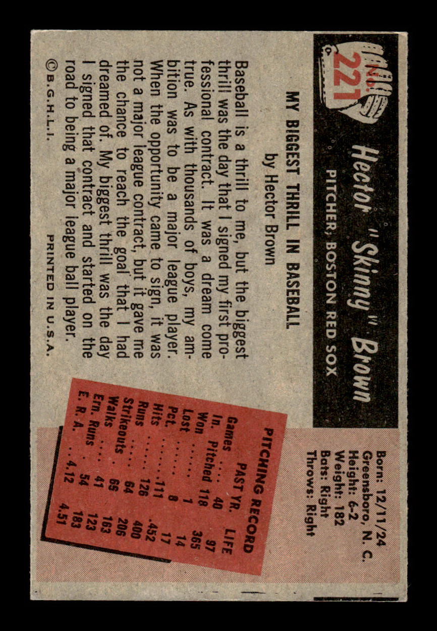 1955 Bowman #221 Hal Brown Boston Red Sox VGEX 55B10007254