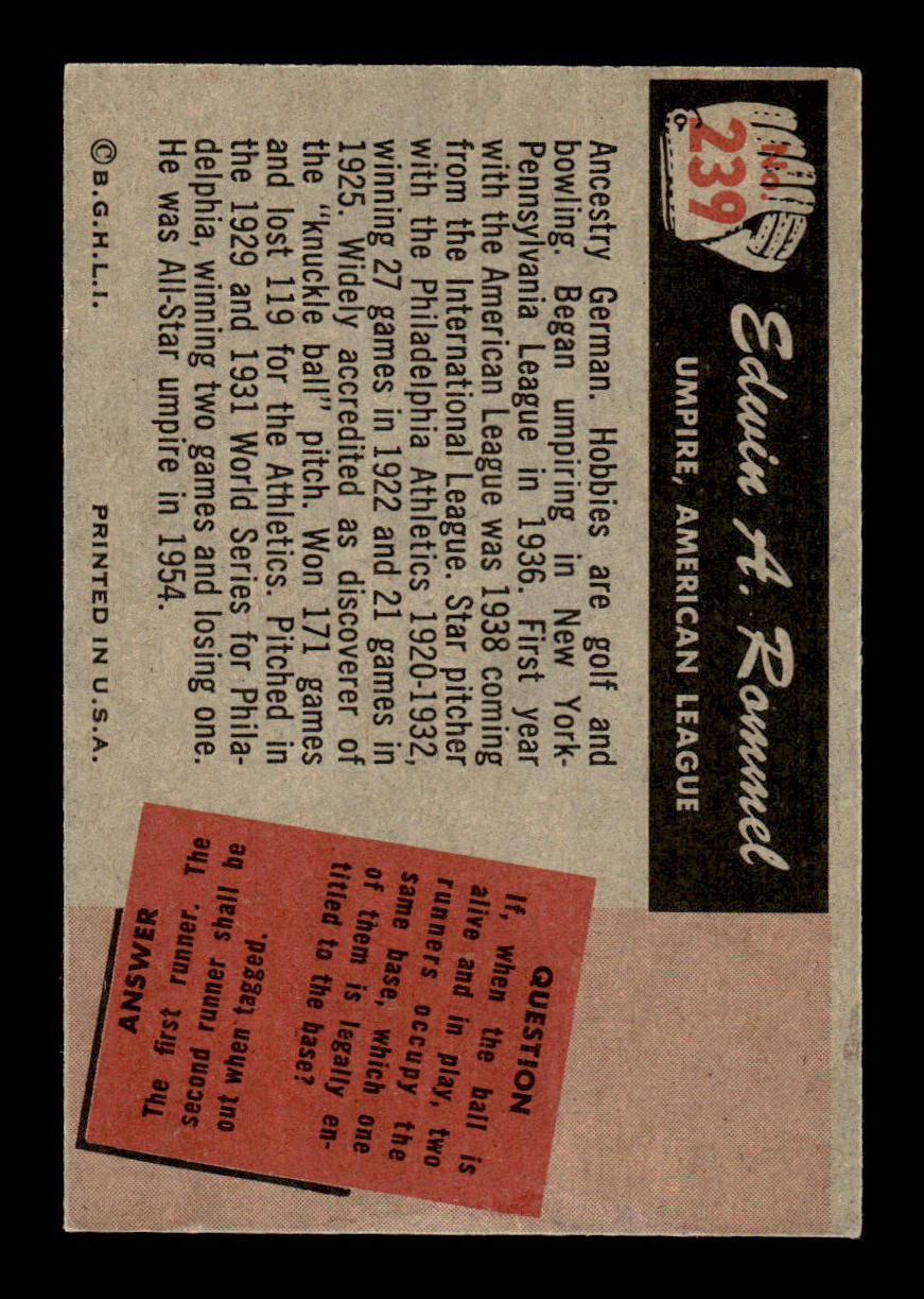 1955 Bowman #239 Edwin A. Rommel EX 55B10007272