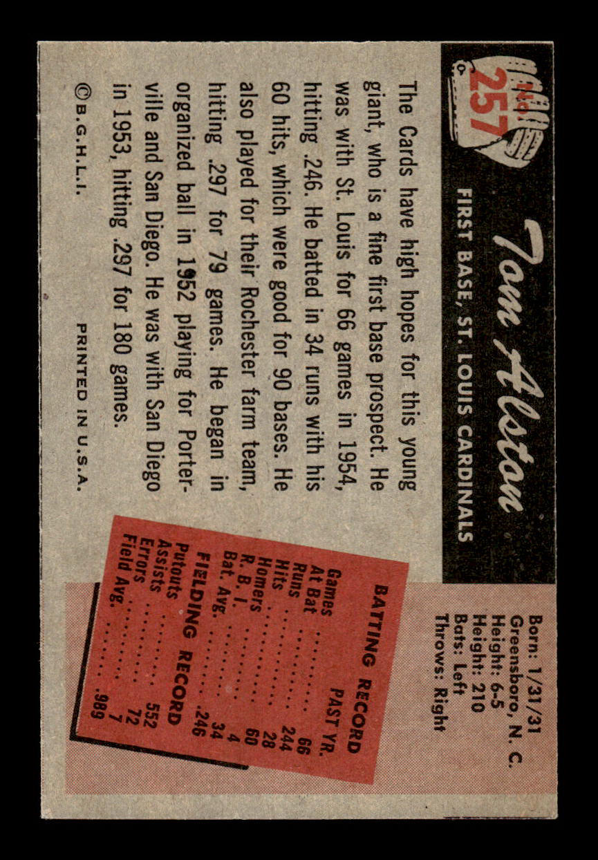 1955 Bowman #257 Tom Alston St. Louis Cardinals EX 55B10007289