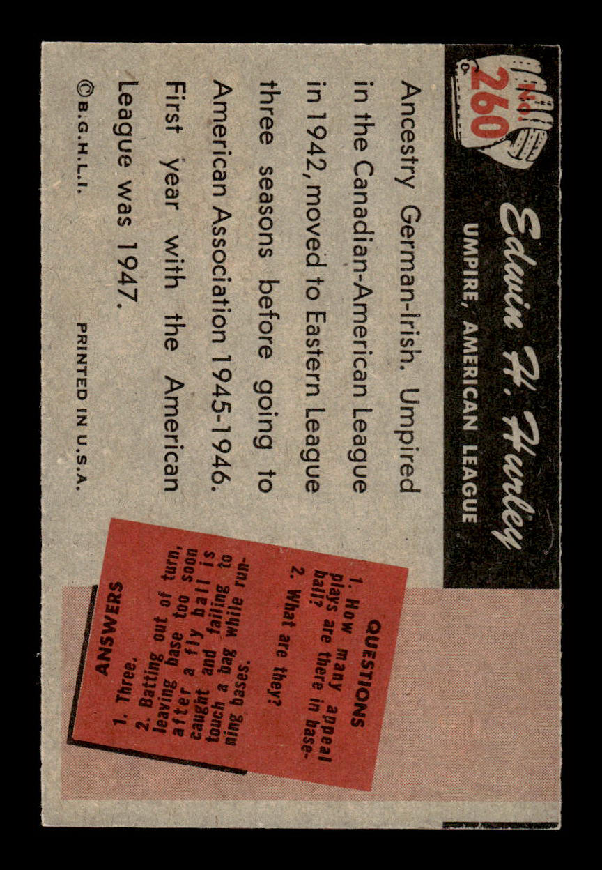 1955 Bowman #260 Edwin H. Hurley EX 55B10007293