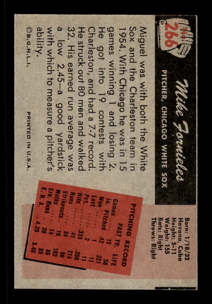 1955 Bowman #266 Mike Fornieles Chicago White Sox EX 55B10007298