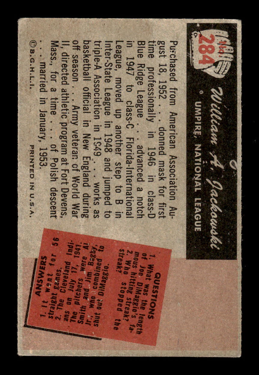 1955 Bowman #284 Bill Jackowski G/VG 55B10007352