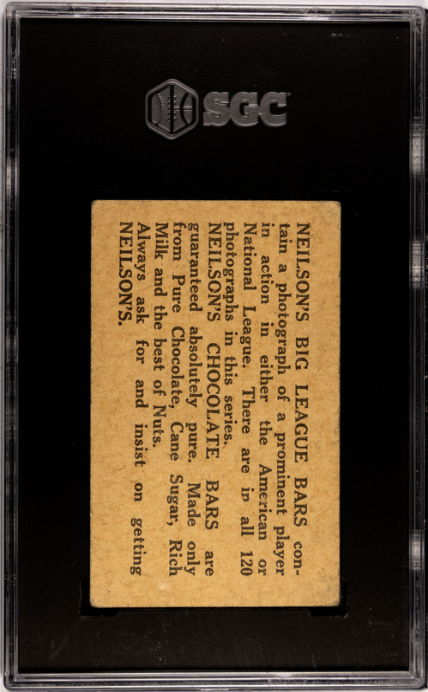1922 Neilson's Chocolate Boston (V61) # Joe Schultz Type 2 SGC 3 SN 8384588