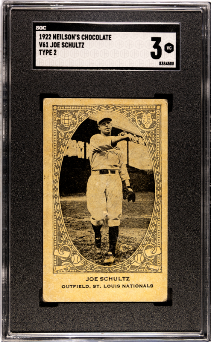 1922 Neilson's Chocolate Boston (V61) # Joe Schultz Type 2 SGC 3 SN 8384588