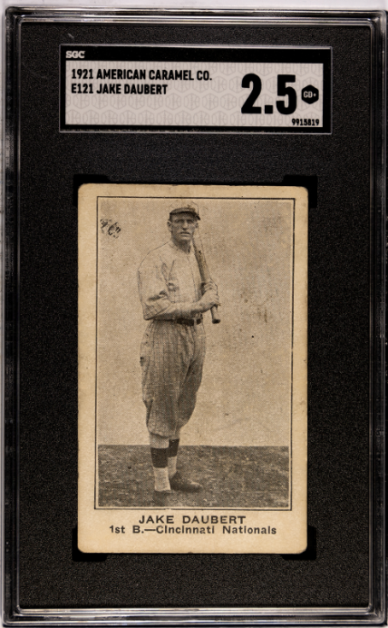 1921 American Caramel Co. Series of 80 (E121) # Jake Daubert SGC 2.5 SN 9915819
