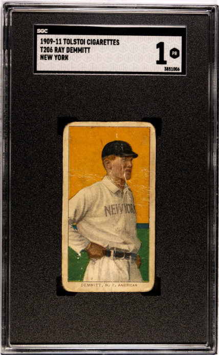 1909-11 Tolstoi Cigarettes T206 Demmitt, Ray New York SGC 1 SN 3851006