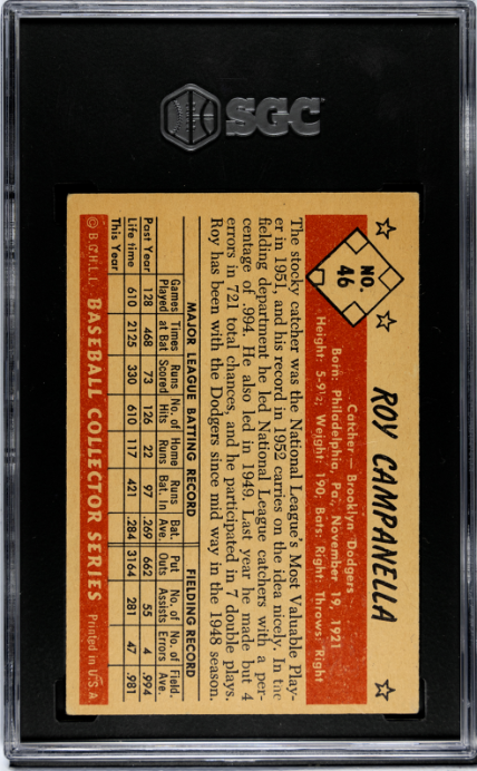 1953 Bowman Color #46 Roy Campanella SGC 4.5 SN 5119575