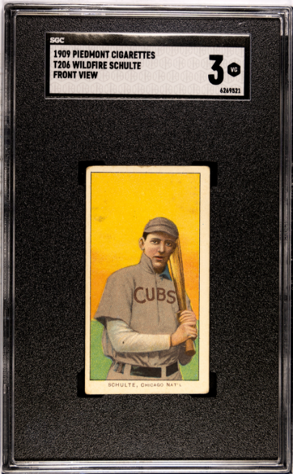 1909 Piedmont Cigarettes T206 Schulte, Wildfire Front View SGC 3 SN 6269521
