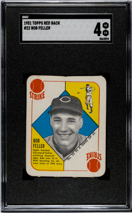 1951 Topps Red Back #22 Bob Feller SGC 4 SN 8663594