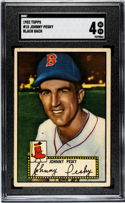 1952 Topps #15 Johnny Pesky Black Back SGC 4 SN 9279042