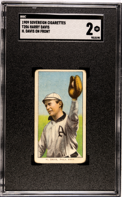 1909 Sovereign T206 Davis Harry H. Davis On Front SGC 2 SN 9515190