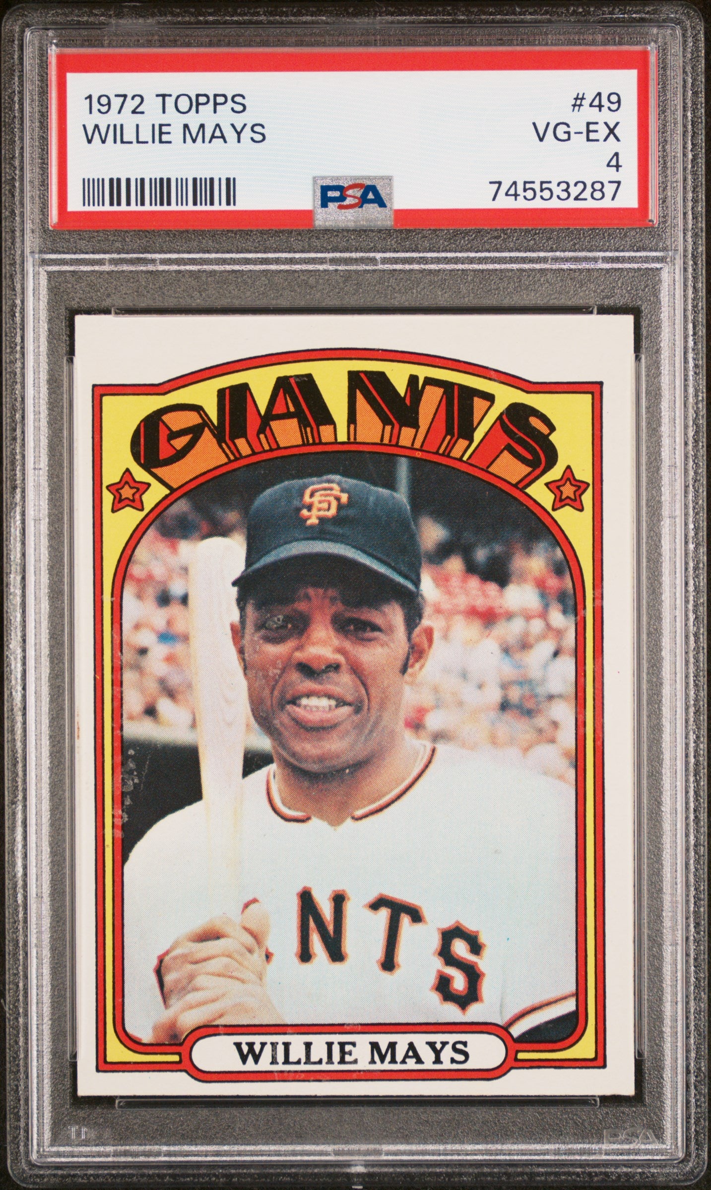 1972 Topps #49 Willie Mays PSA 4 SN 74553287