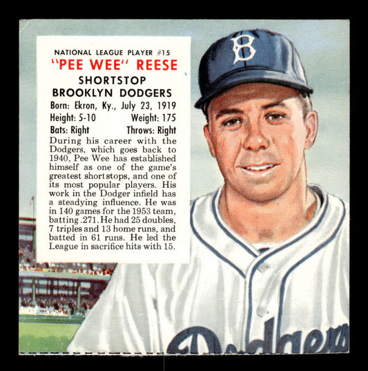 1954 Red Man #NL15 Pee Wee Reese Brooklyn Dodgers VGEX 55B10007420