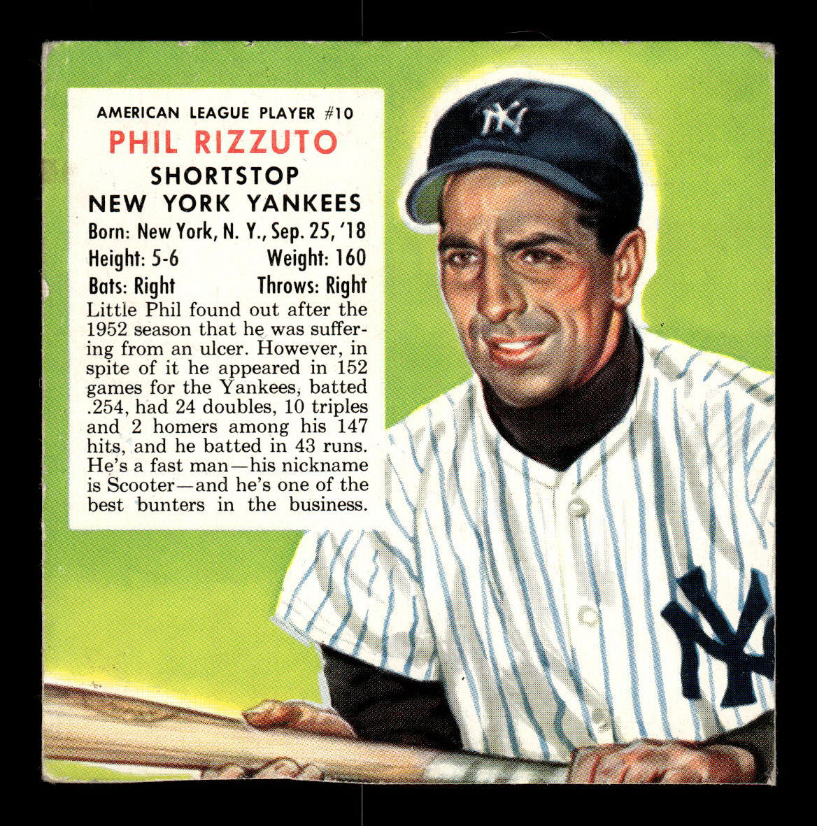 1953 Red Man #AL10 Phil Rizzuto New York Yankees VGEX 55B10007421