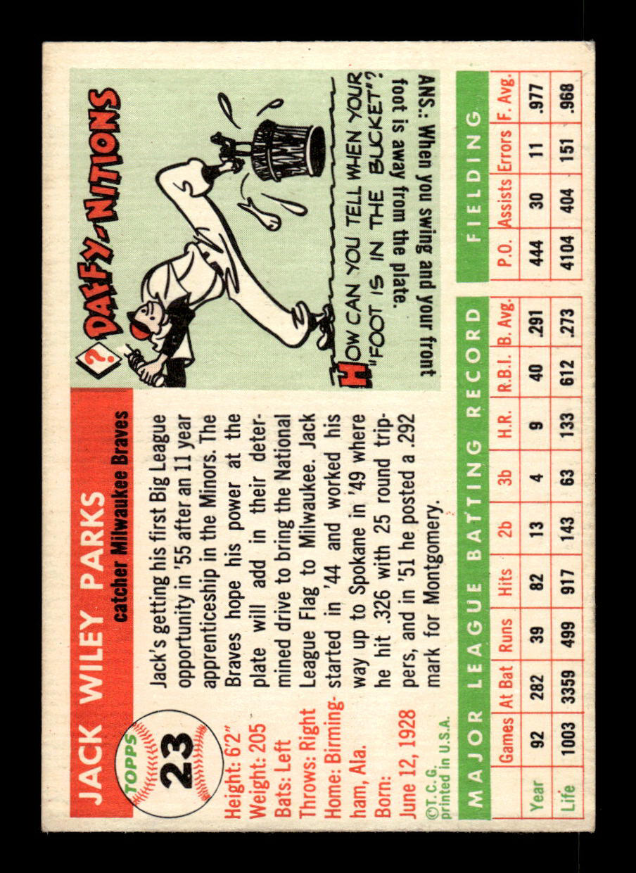 1955 Topps #23 Jack Parks Milwaukee Braves VGEX 55B10007531