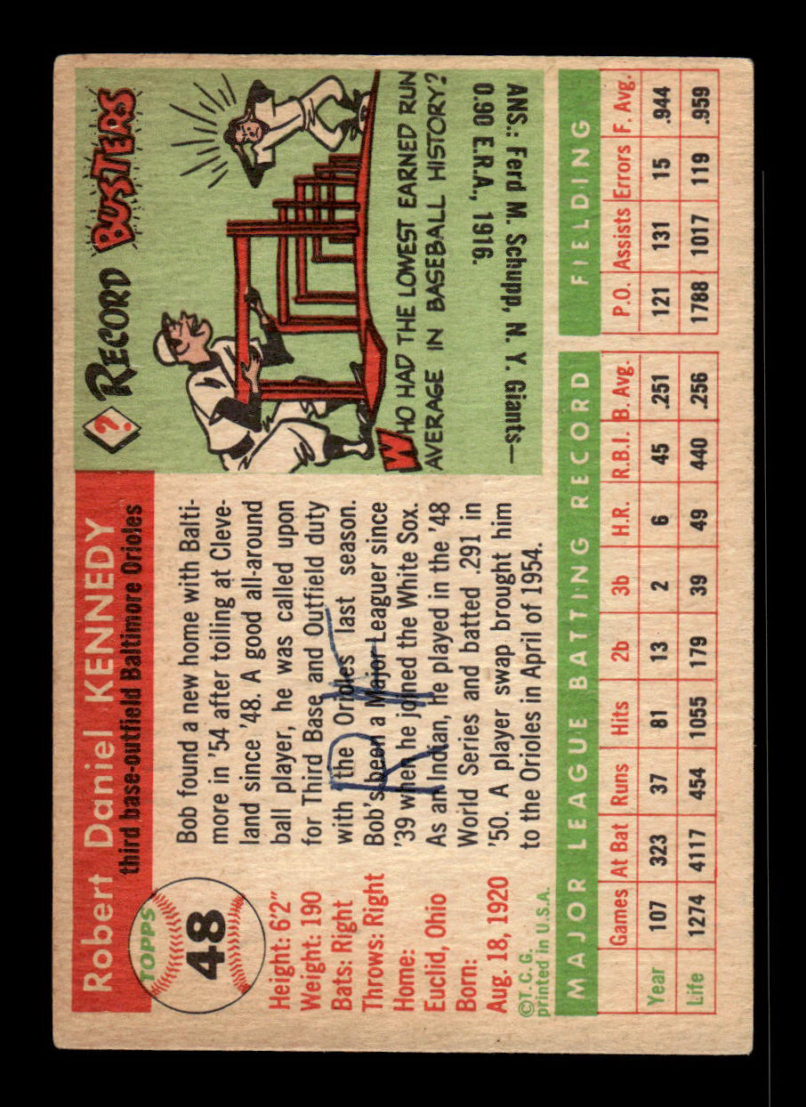 1955 Topps #48 Bob Kennedy Baltimore Orioles Poor mk 55B10007549