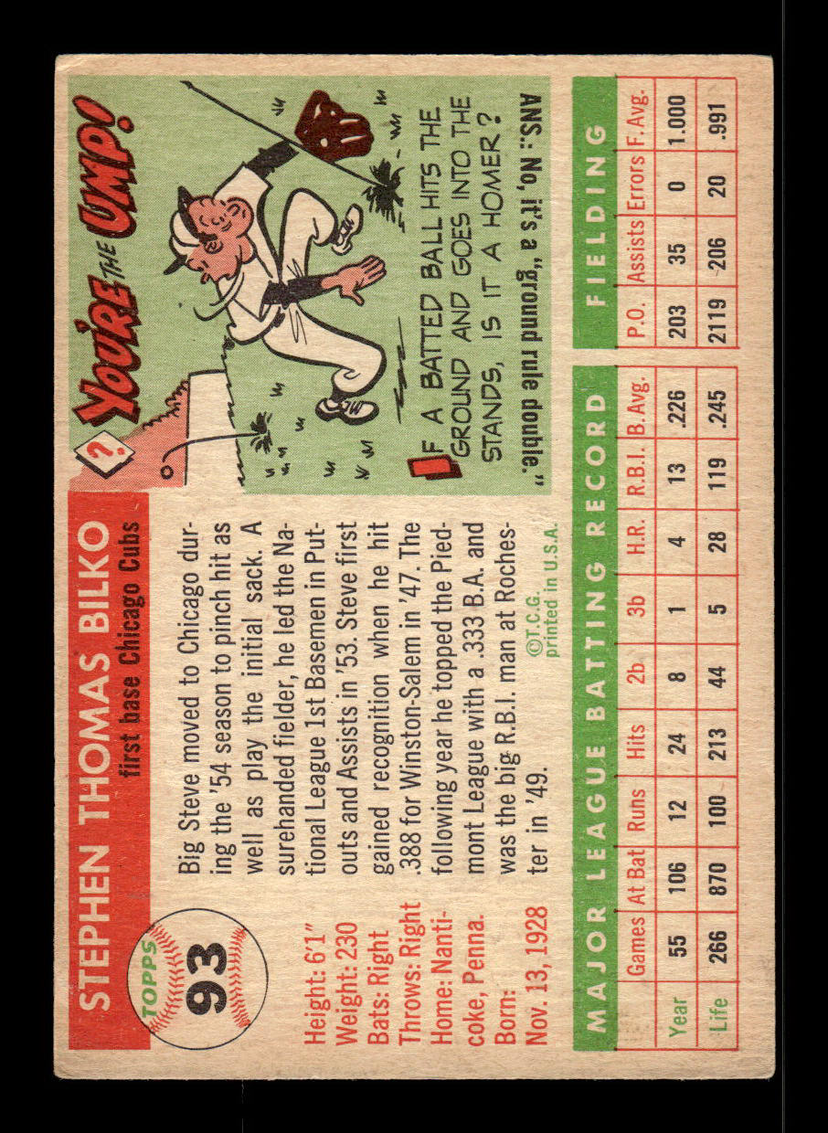 1955 Topps #93 Steve Bilko Chicago Cubs VG 55B10007581