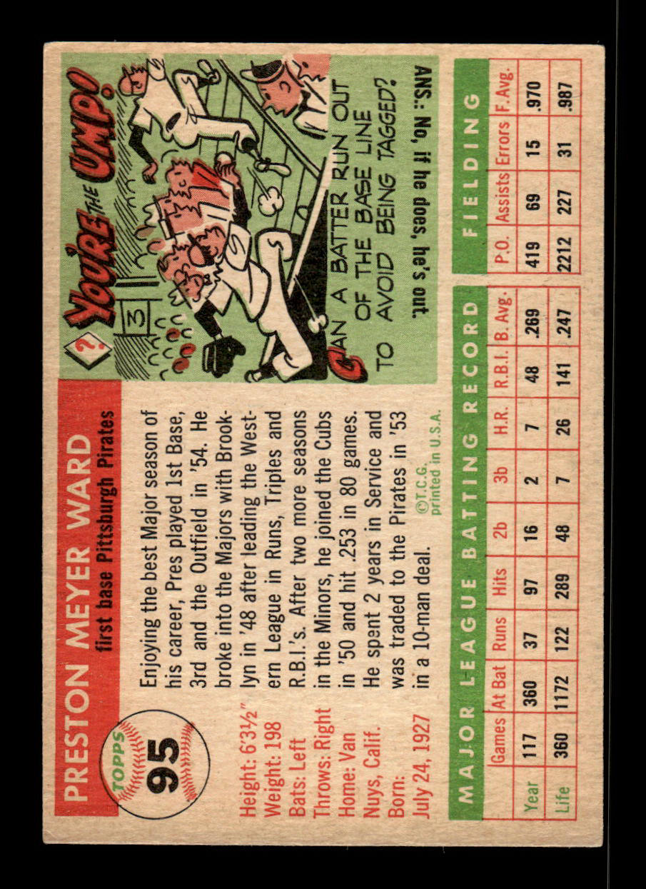 1955 Topps #95 Preston Ward Pittsburgh Pirates VG 55B10007583