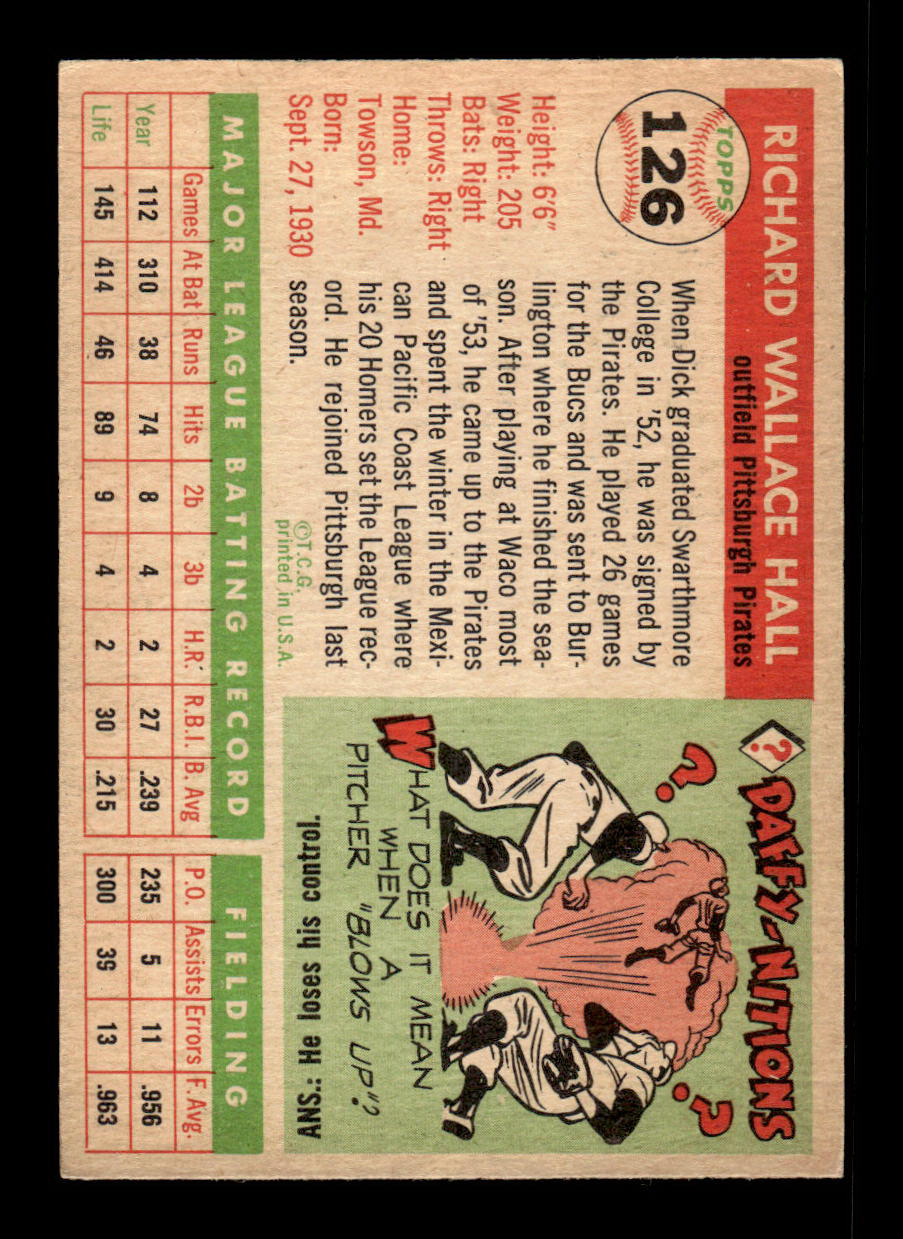 1955 Topps #126 Dick Hall Pittsburgh Pirates VG 55B10007602
