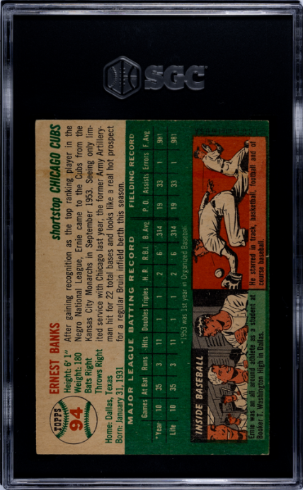 1954 Topps #94 Ernie Banks SGC 2.5 SN 2004841