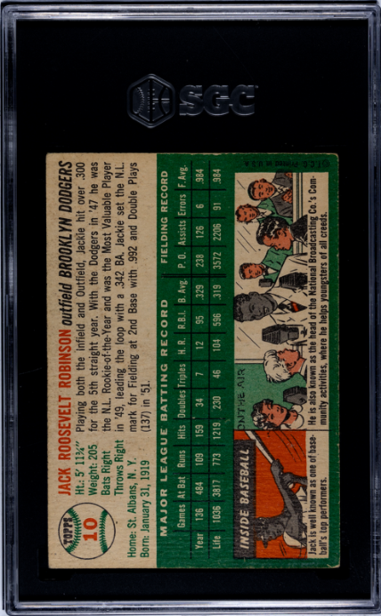 1954 Topps #10 Jackie Robinson SGC 3 SN 3175956