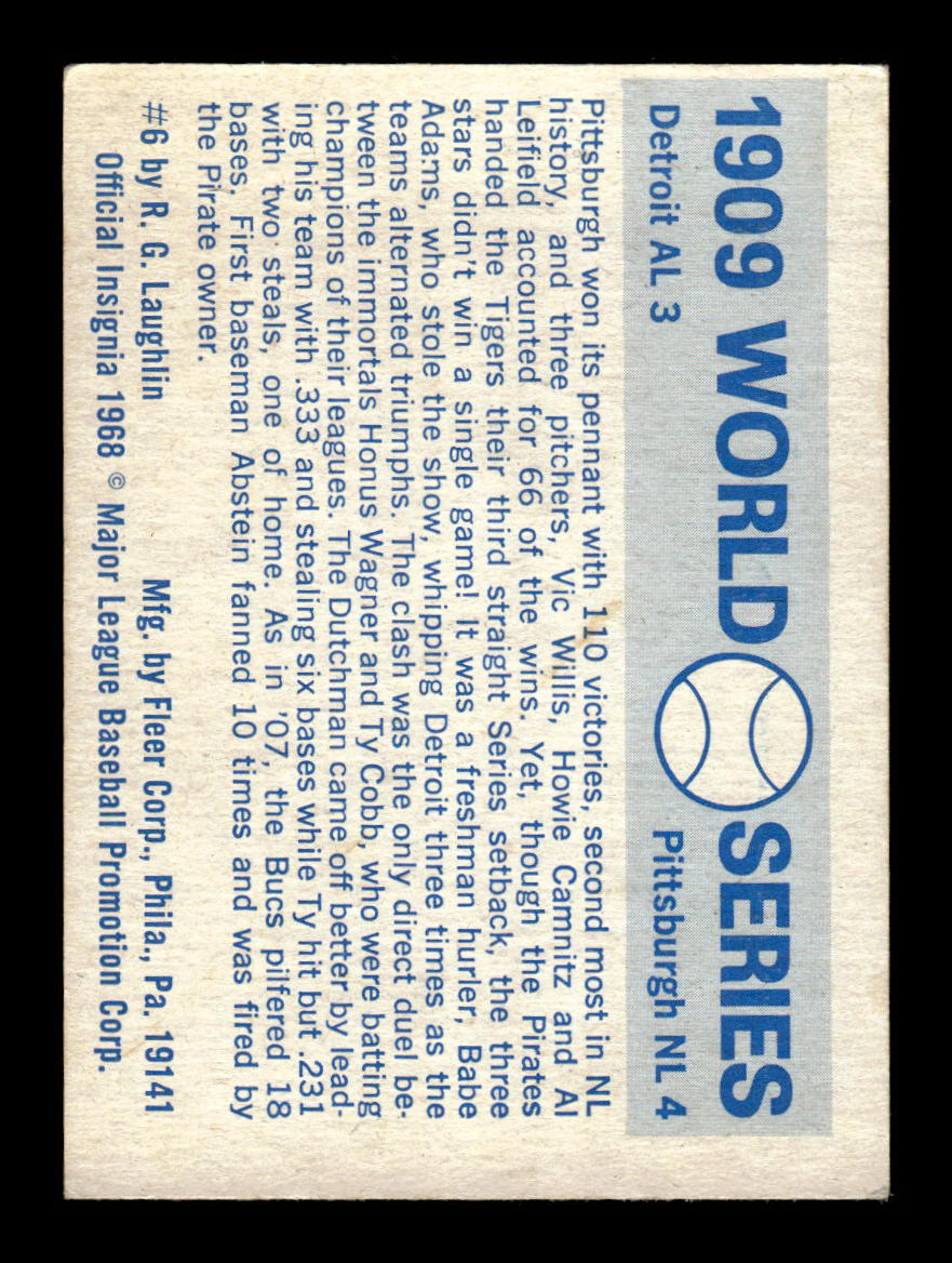 1970 Fleer World Series #6 1909 - Pirates vs. Tigers VGEX 55B10007649