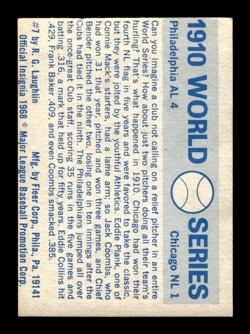 1970 Fleer World Series #7 1910 - Cubs vs. A's VGEX 55B10007651