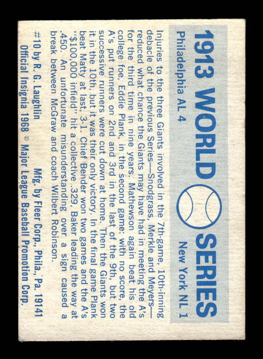 1970 Fleer World Series #10 Giants vs. A's VGEX 55B10007652