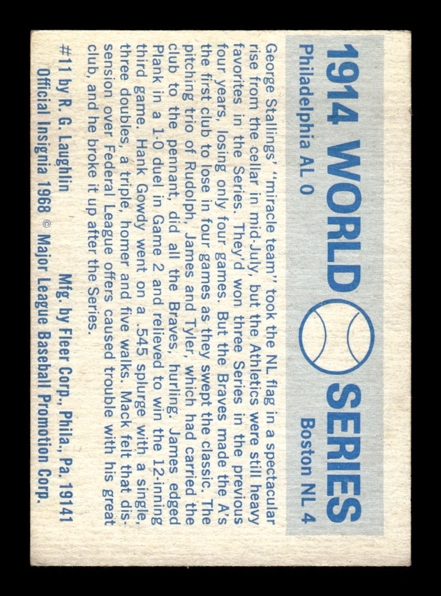 1970 Fleer World Series #11 1914 - Braves vs. A's VGEX 55B10007653