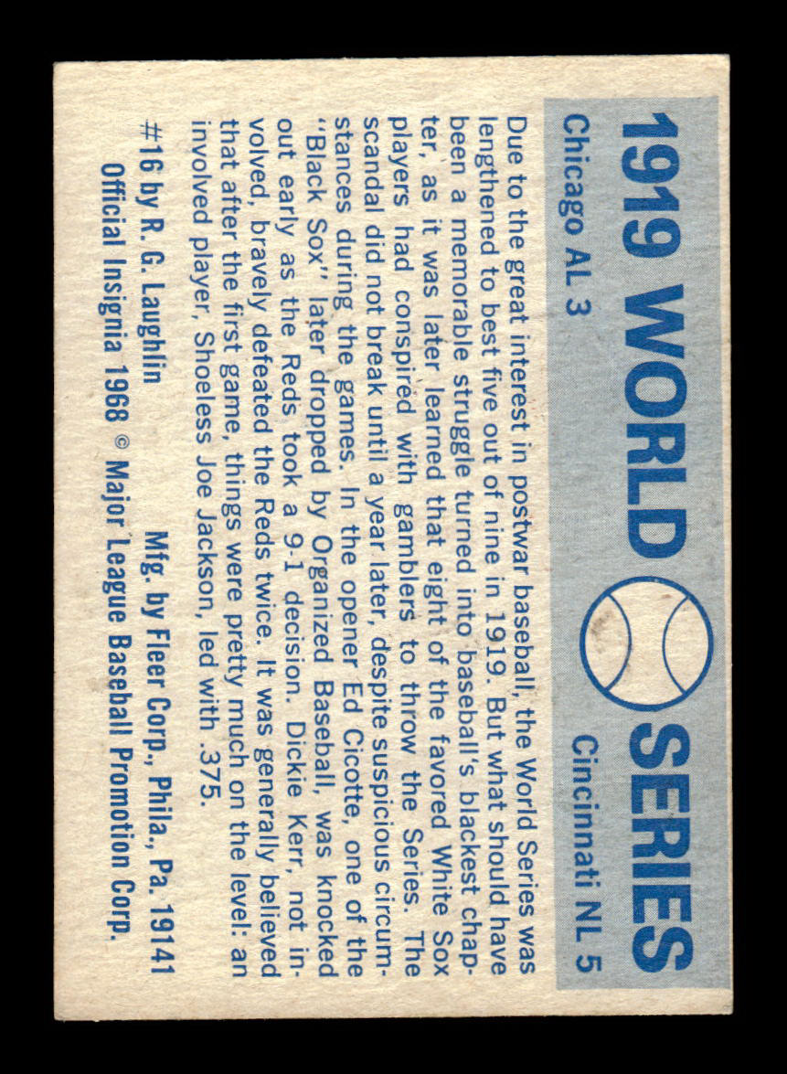 1970 Fleer World Series #16 1919 - White Sox vs. Reds VGEX 55B10007655