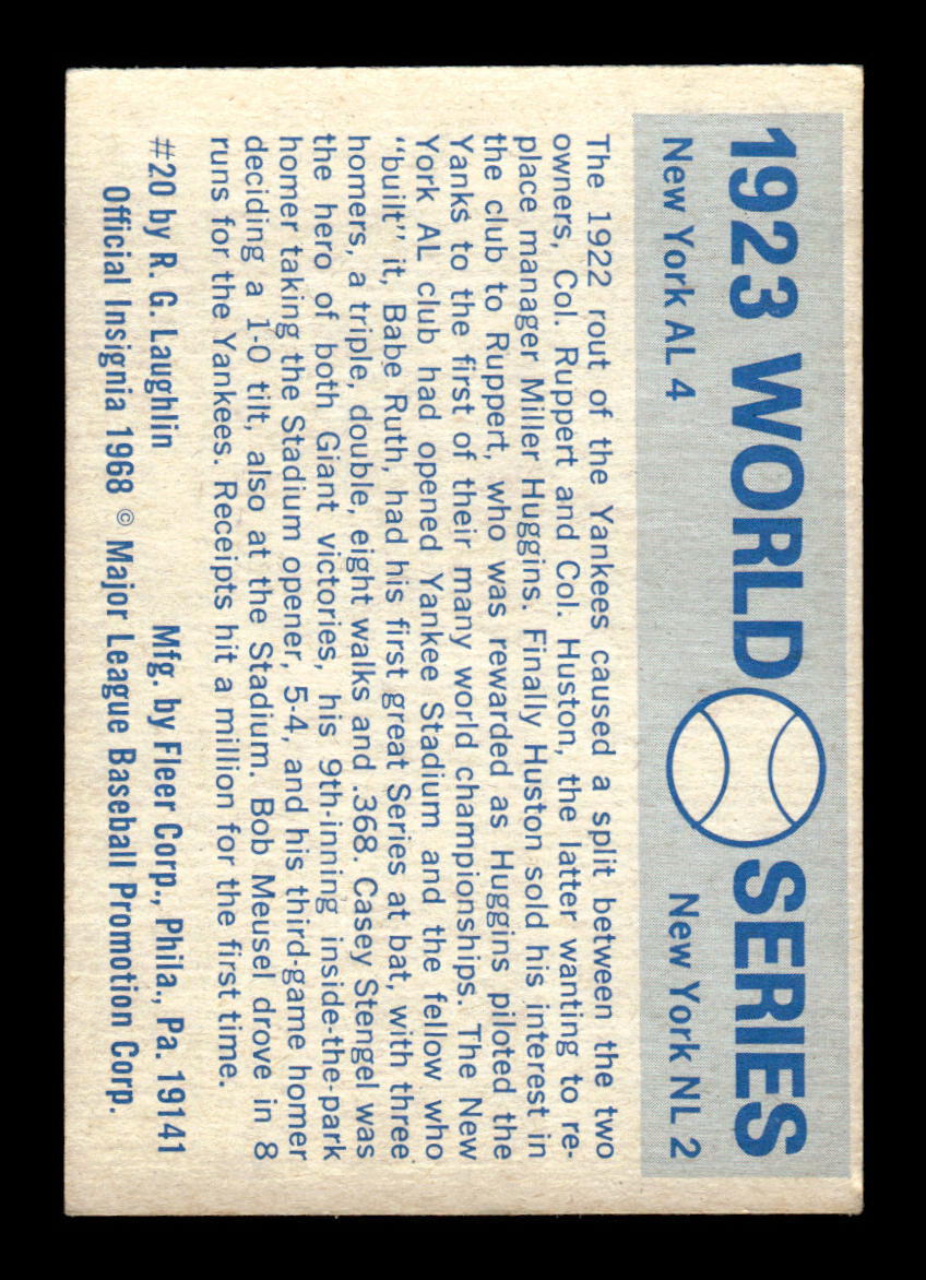 1970 Fleer World Series #20 1923 Babe Ruth VGEX 55B10007657