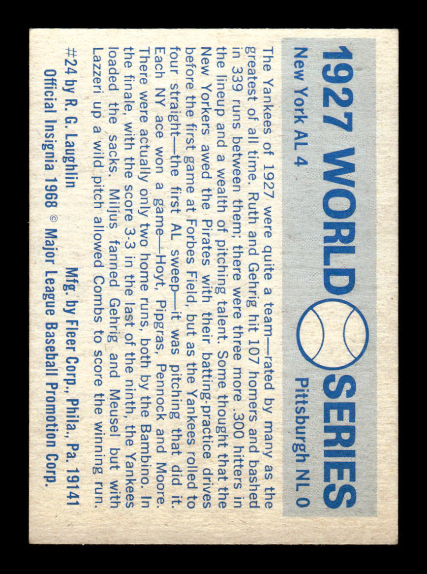 1970 Fleer World Series #24 1927 - Pirates vs. Yankees VGEX 55B10007659