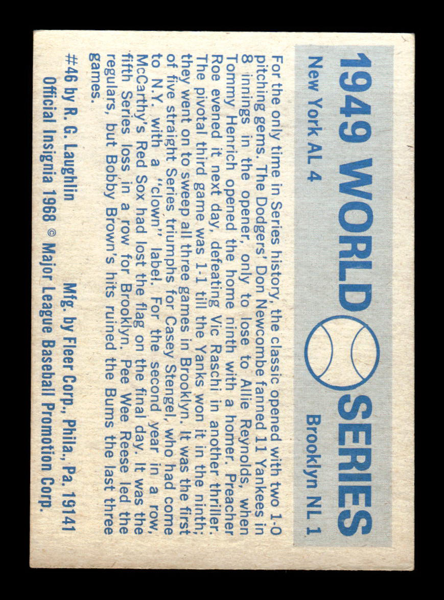 1970 Fleer World Series #46 1949 - Yankees vs. Dodgers VGEX 55B10007667