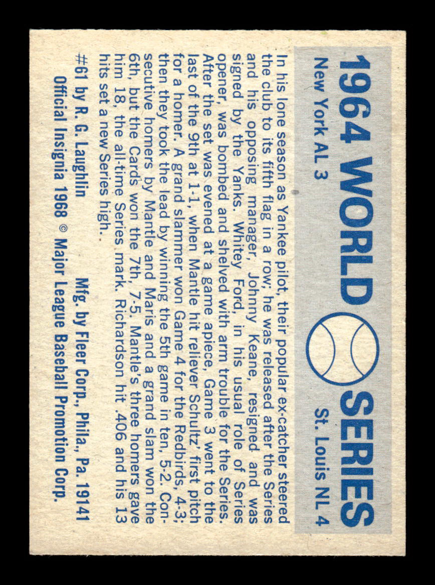 1970 Fleer World Series #61 1964 - Yankees vs. Cardinals VGEX 55B10007671