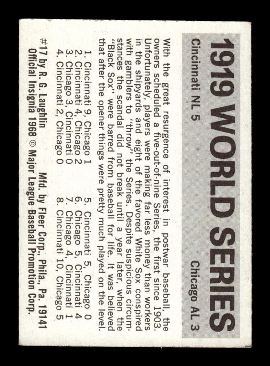 1971 Fleer World Series (Black Backs) #17 1919 - Reds White Sox VG 55B10007674