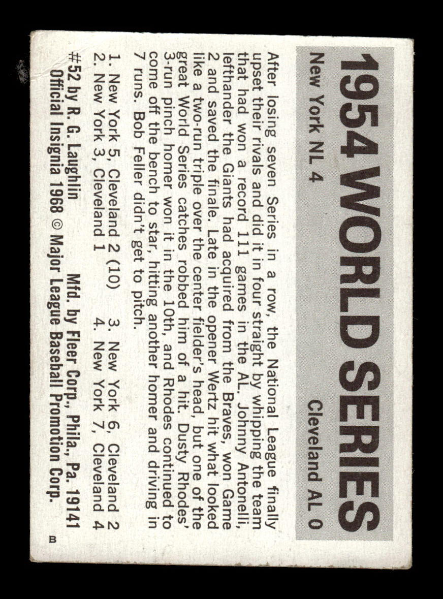 1971 Fleer World Series Black Backs #52 1954 - Giants Indians VGEX 55B10007680