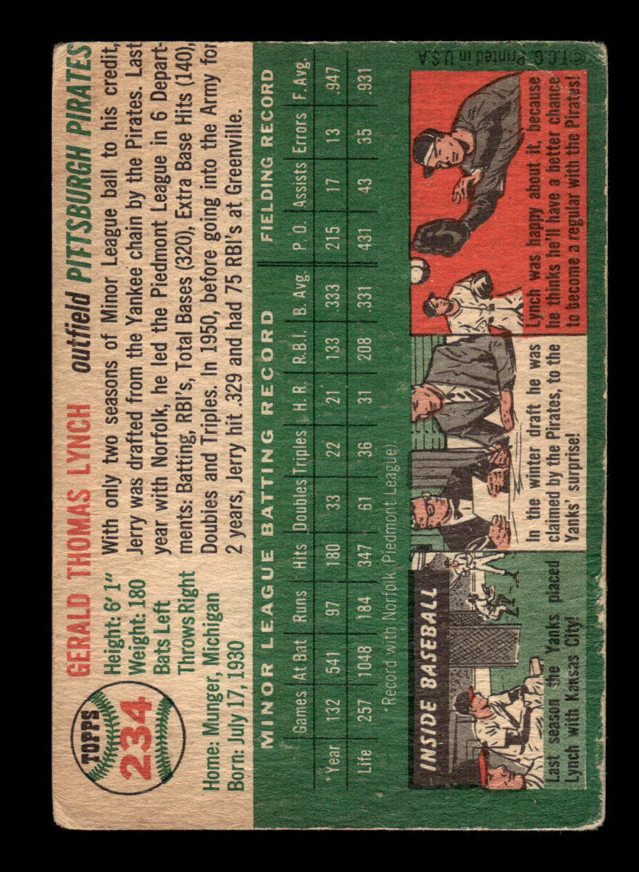 1954 Topps #234 Jerry Lynch Pittsburgh Pirates VG 54T10007688
