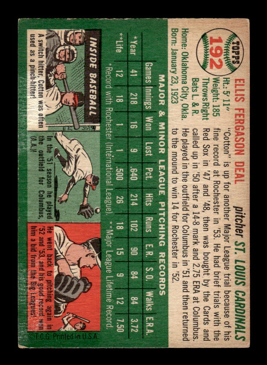 1954 Topps #192 Cot Deal St. Louis Cardinals VG 54T10007706